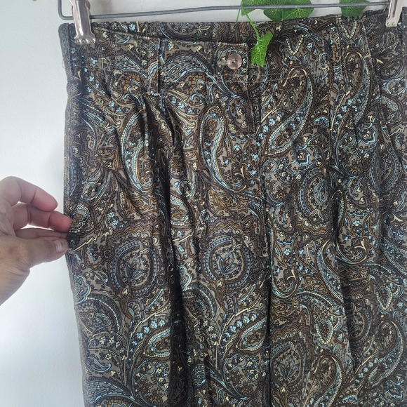 Woolrich Brown Paisley Rayon Pleated Pants - Picture 3 of 11